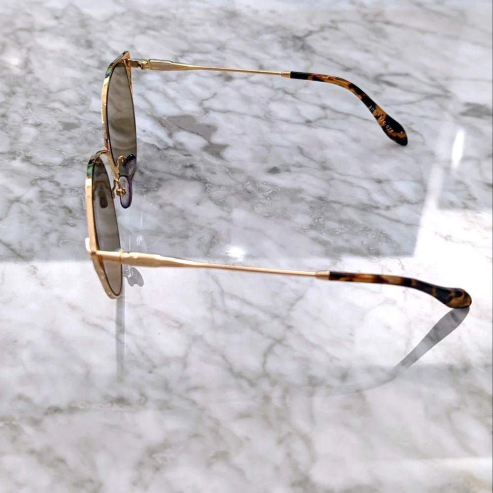 Sonix Ibiza Cat Eye Wire Frame Gold Tone Sunglasses - Picture 5 of 10